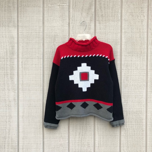 She Said Sweaters - She Said vintage chunky red & white ski sweater